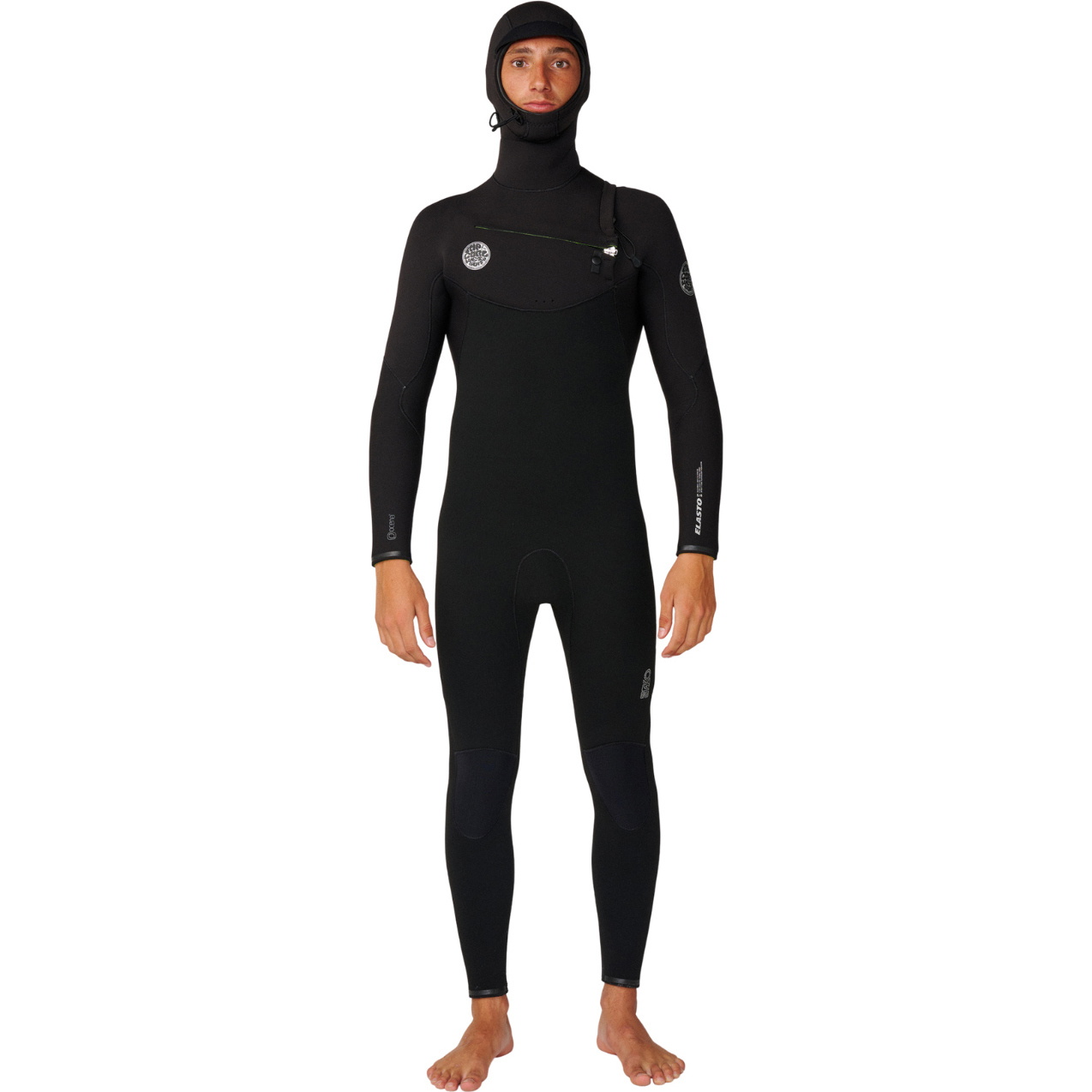 2027 Rip Curl Mens Elasto 5/4mm Chest Zip Hooded Wetsuit 18UMFS - Black